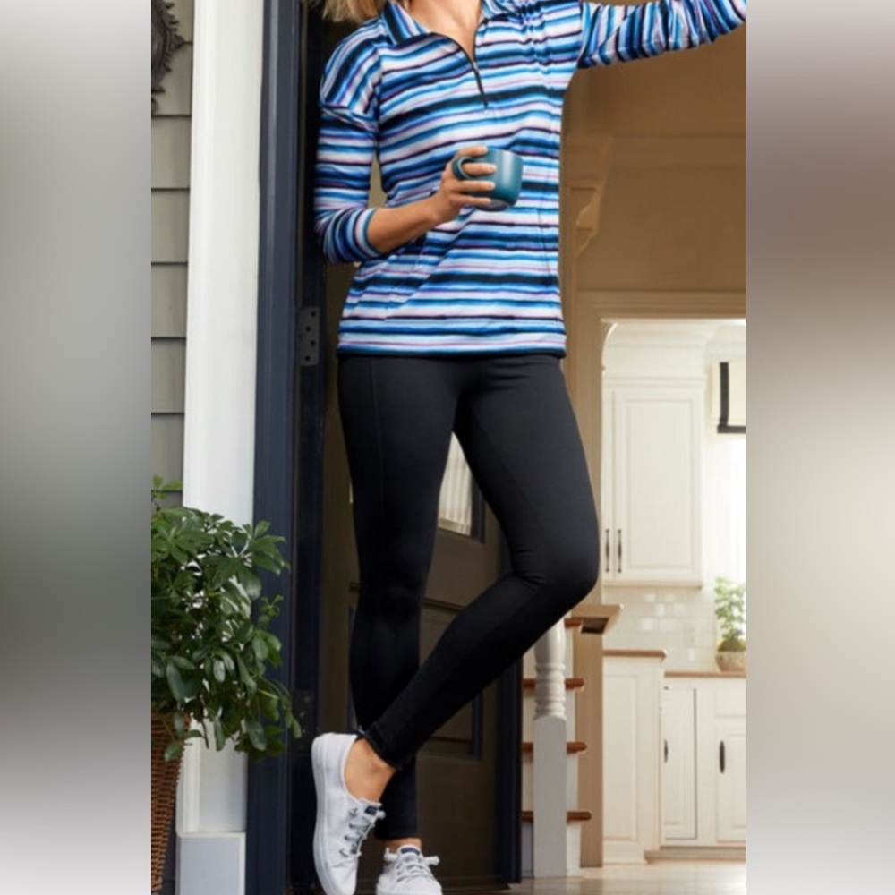 T by Talbots Black High Waist Leggings with Hip Pockets and Back Zipper